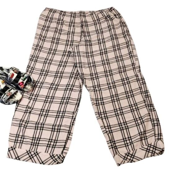 Victoria's Secret Pink Black Plaid High Rise Wide Leg Pajama Pants XL - Picture 8 of 13